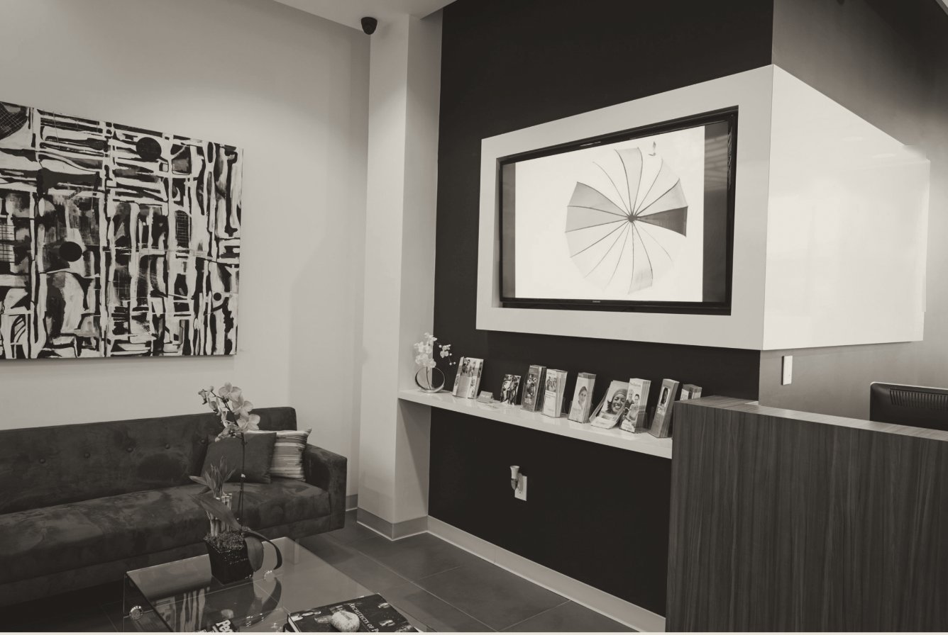 Reception lounge at N2 Dental Implant Center in Brentwood